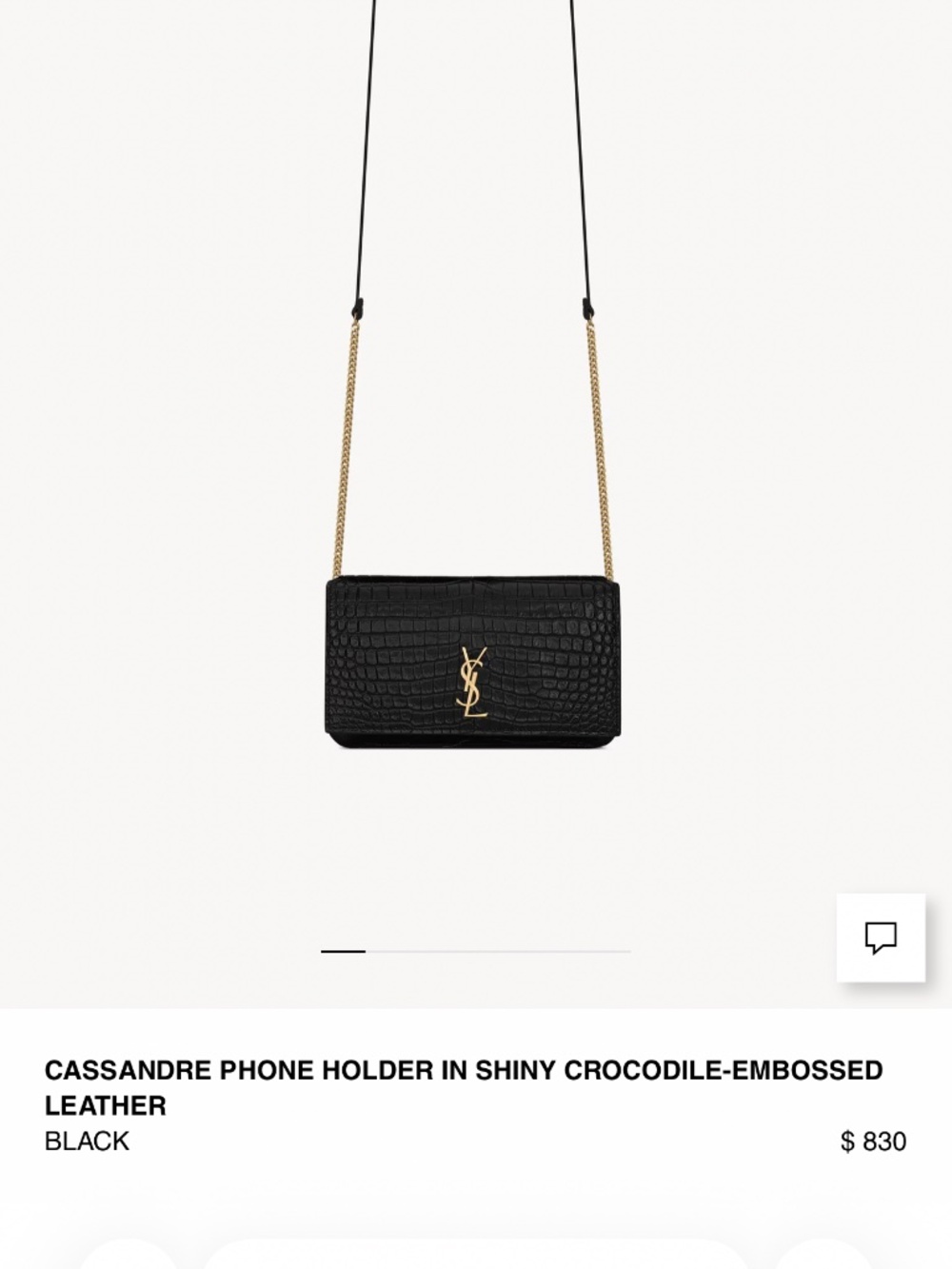 YSL CASSANDRE PHONE HOLDER IN SHINY CROCODILE-EMBOSSED LEATHER